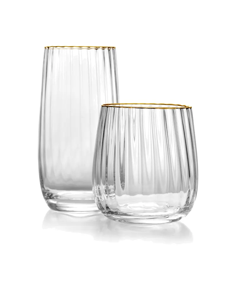 The Golden Rim Tumbler Trinkglas aus Recyclingglas von Bazar Bizar, Größe 9 × 9 × 10 cm, Natur / Gold, Ansicht 3