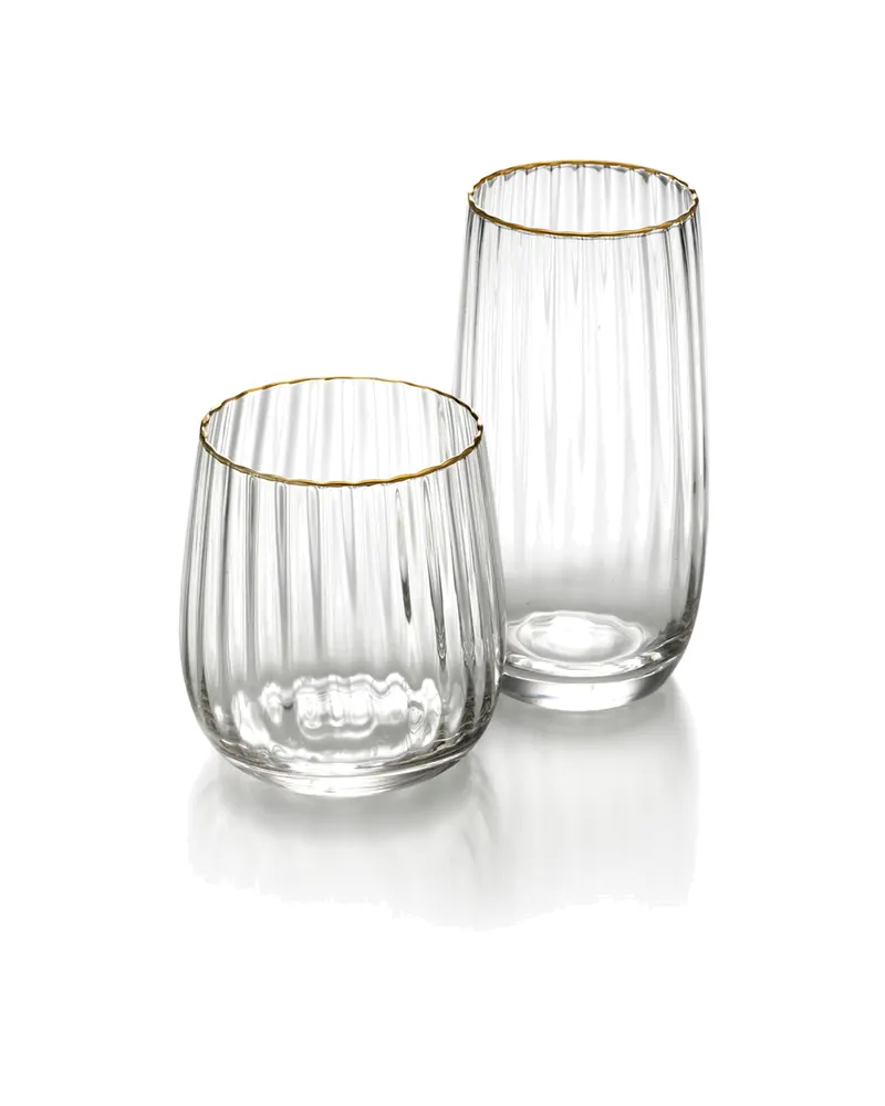 The Golden Rim Tumbler Trinkglas aus Recyclingglas von Bazar Bizar, Größe 9 × 9 × 10 cm, Natur / Gold, Ansicht 4