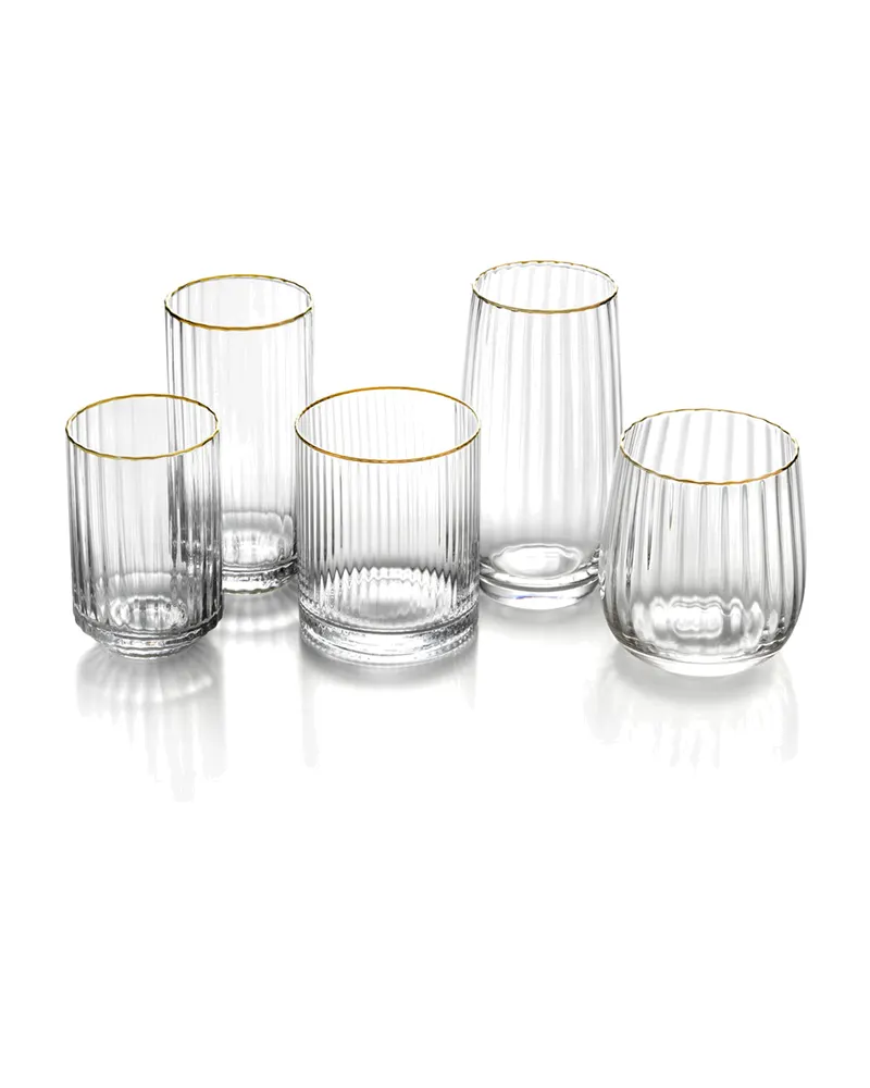 The Golden Rim Tumbler Trinkglas aus Recyclingglas von Bazar Bizar, Größe 9 × 9 × 10 cm, Natur / Gold, Ansicht 5