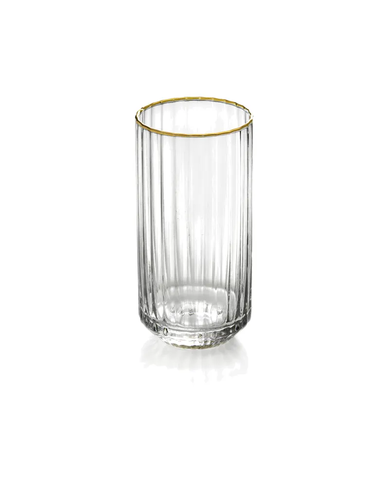 The Golden Sip Highball Trinkglas aus Recyclingglas von Bazar Bizar, Größe 6 × 6 × 14 cm, Natur / Gold, Ansicht 2