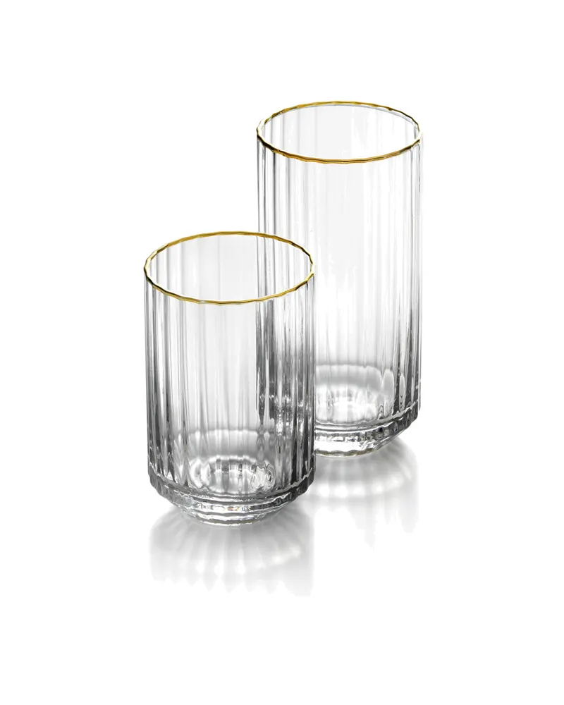The Golden Sip Highball Trinkglas aus Recyclingglas von Bazar Bizar, Größe 6 × 6 × 14 cm, Natur / Gold, Ansicht 4