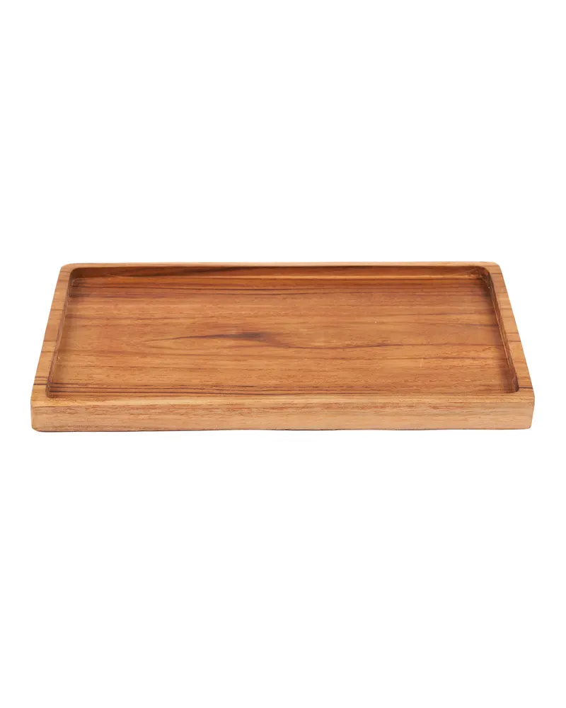 The Gormandize Tray Serviertablett aus Teakholz von Bazar Bizar, Größe L, Natur, Ansicht 1