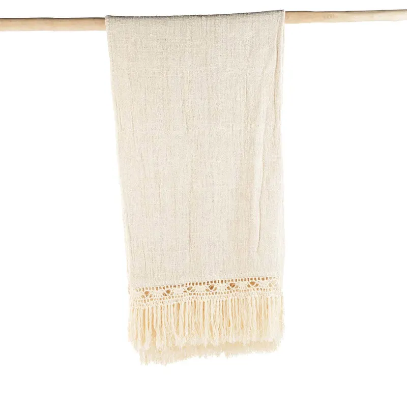The Gypsy Bed Throw Baumwollplaid von Bazar Bizar, Größe 270 × 135 cm, Natur, Ansicht 7