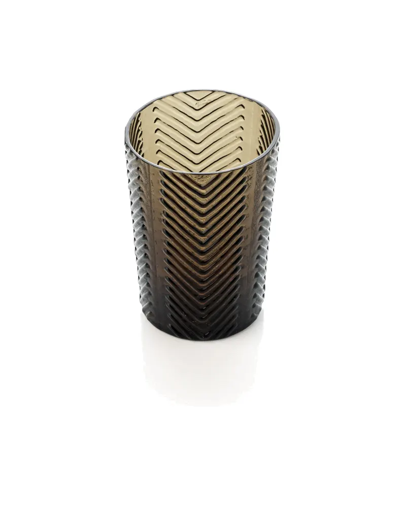 The Herringbone Tumbler Trinkglas aus Glas von Bazar Bizar, Größe 6 × 6 × 10 cm, Rauchgrau, Ansicht 3