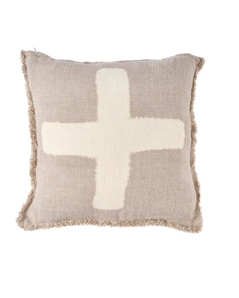 The Ivory Cross Cushion Cover Kissenbezug aus Leinen
