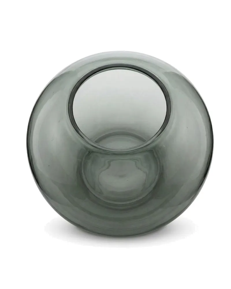 The Jacqueline Vase aus Glas von Bazar Bizar, Größe 21 × 21 × 21 cm, Rauchgrau, Ansicht 3