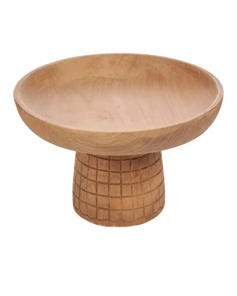 The Kotak-Kotak Cake Dish Servierplatte aus Teakholz von Bazar Bizar, Größe 24 × 24 × 16 cm, Natur, Ansicht 5