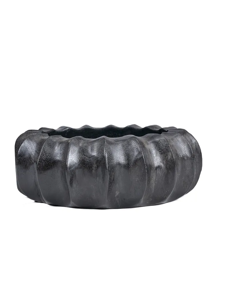 The Kuro Kabocha Bowl Schale aus Mangoholz von Bazar Bizar, Größe 40 × 40 × 15 cm, Schwarz, Ansicht 4