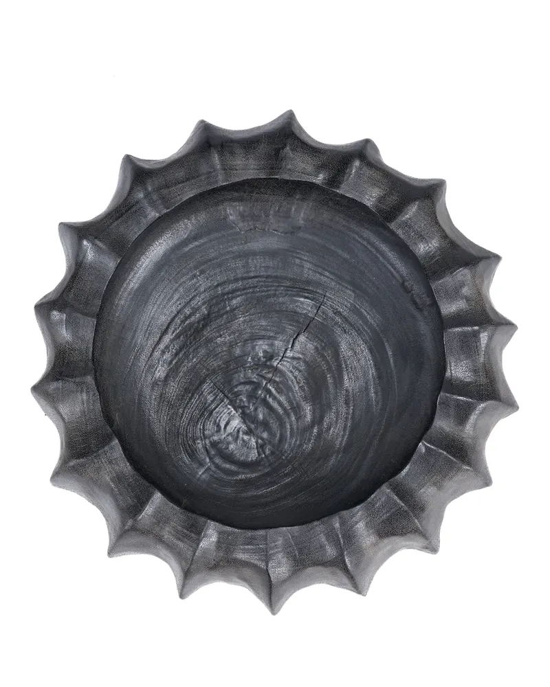 The Kuro Kabocha Bowl Schale aus Mangoholz von Bazar Bizar, Größe 40 × 40 × 15 cm, Schwarz, Ansicht 6