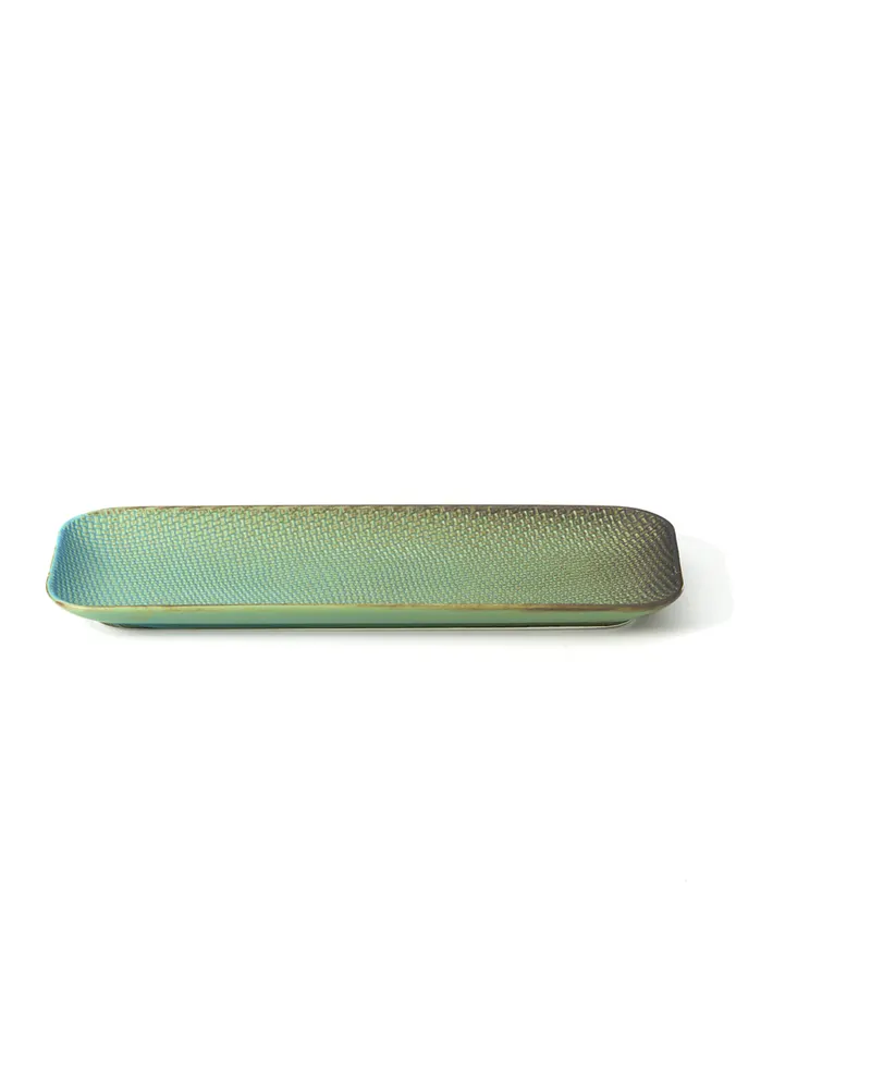 The Lagoon Rectangular Plate, Keramikteller in Lagunenblau von Bazar Bizar, Größe L, Ansicht 1