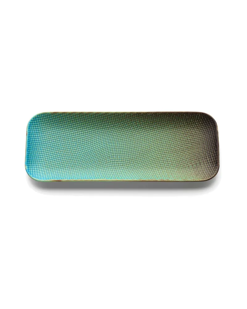 The Lagoon Rectangular Plate, Keramikteller in Lagunenblau von Bazar Bizar, Größe M, Ansicht 2