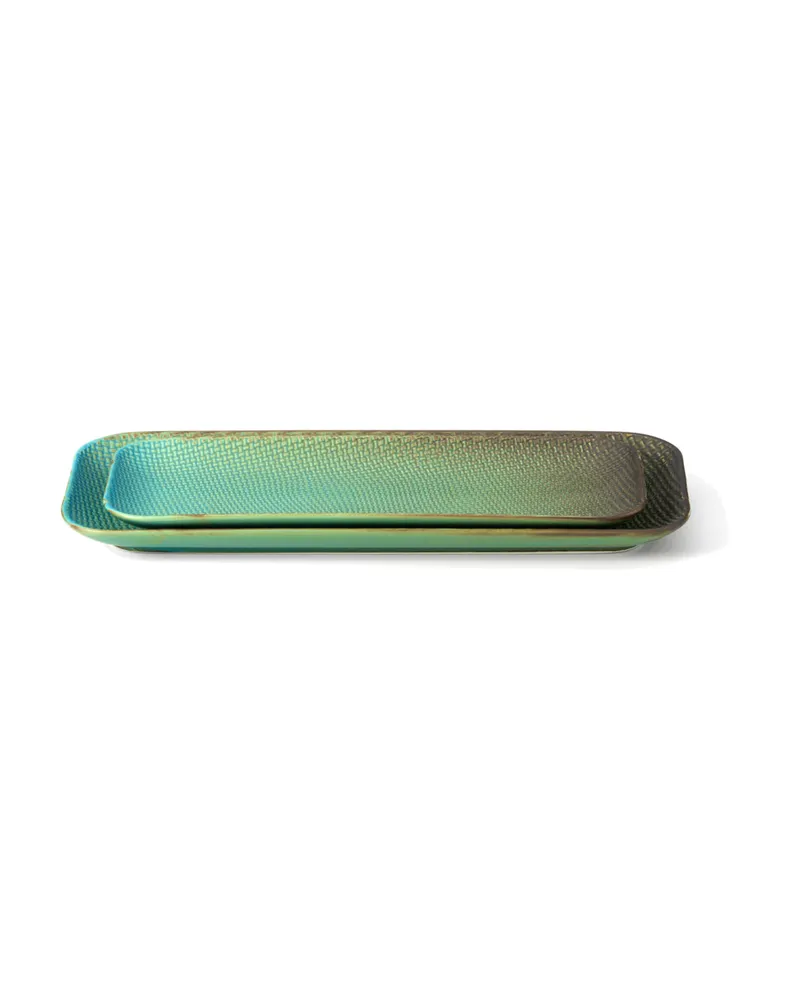 The Lagoon Rectangular Plate, Keramikteller in Lagunenblau von Bazar Bizar, Größe M, Ansicht 4
