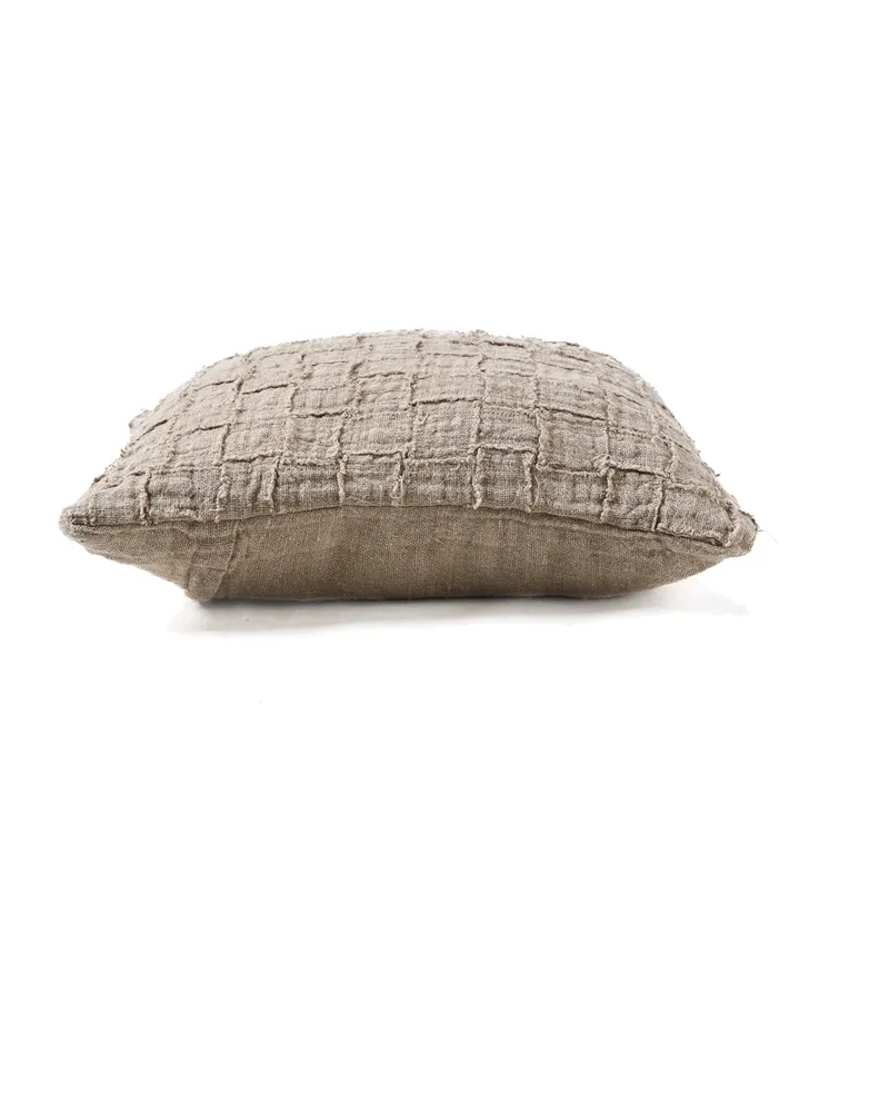 The Linen Damier Cushion Cover, Kissenbezug aus Leinen von Bazar Bizar, Größe 50 × 50 cm, Natur, Ansicht 6