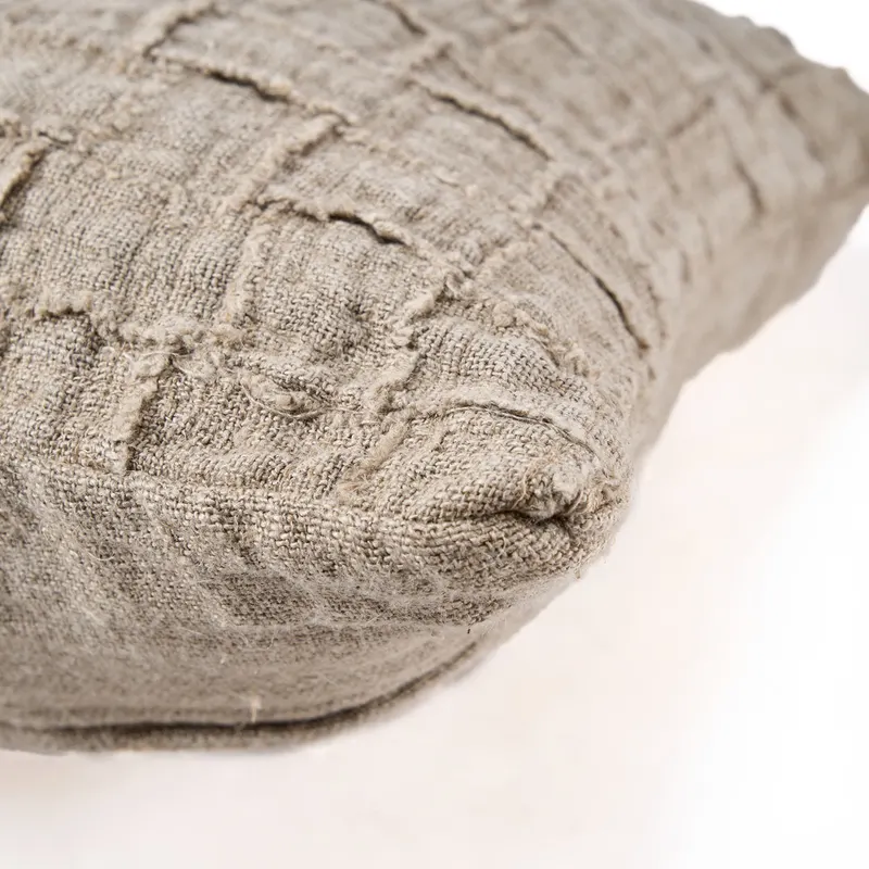 The Linen Damier Cushion Cover, Kissenbezug aus Leinen von Bazar Bizar, Größe 50 × 50 cm, Natur, Ansicht 8