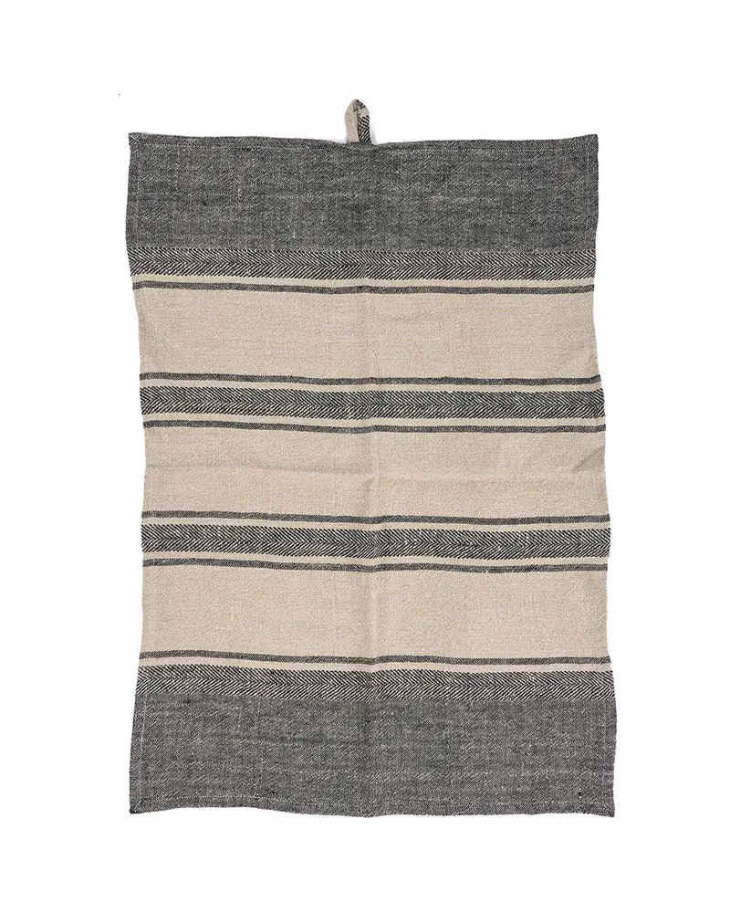 The Linen Dash Kitchen Towel Küchentuch aus Leinen von Bazar Bizar, Größe 50 × 70 cm, Natur / Schwarz, Ansicht 6