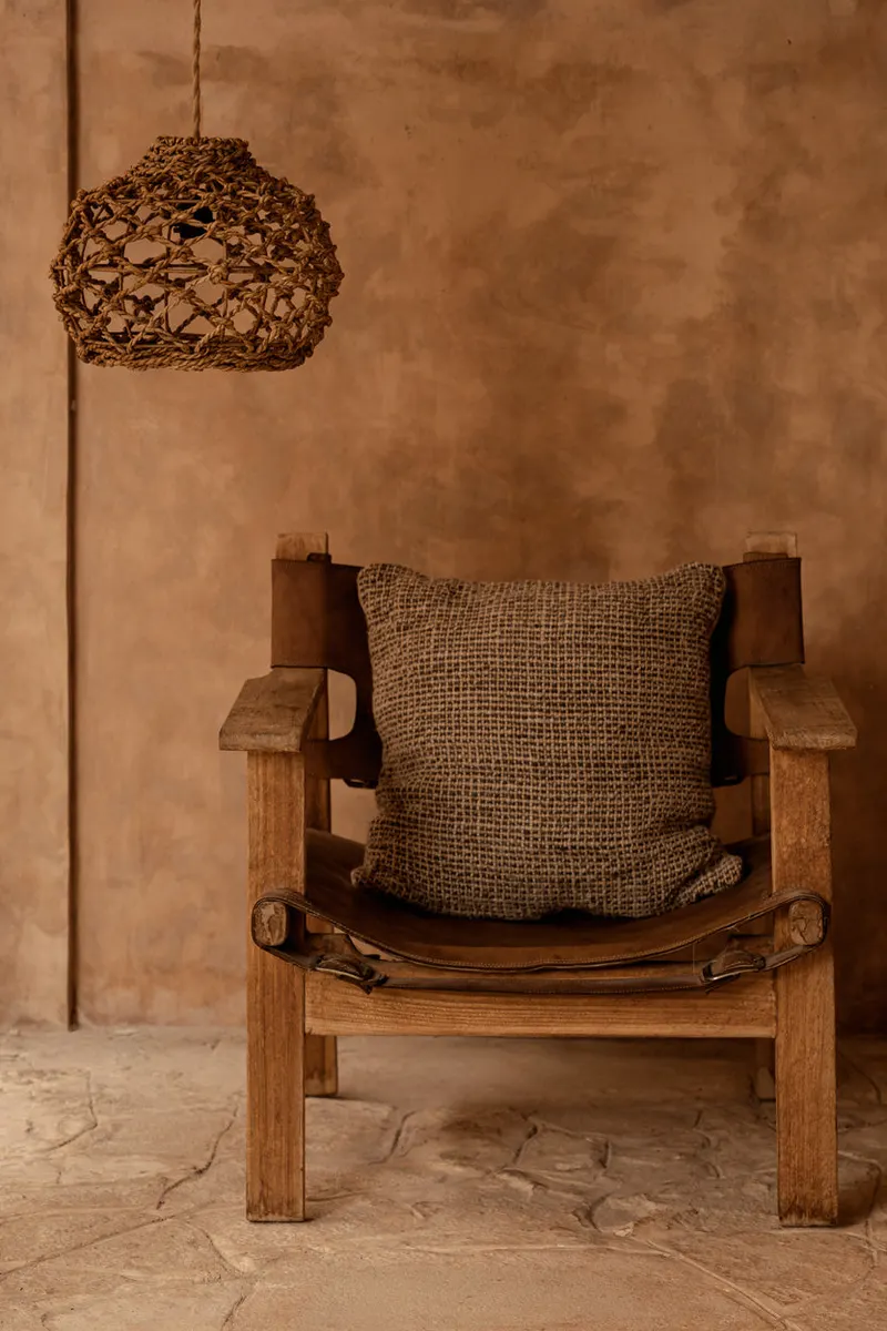 The Linen Grain Cushion Cover Kissenbezug von Bazar Bizar, Größe 50 × 50 cm, Natur / Schwarz, Ansicht 2