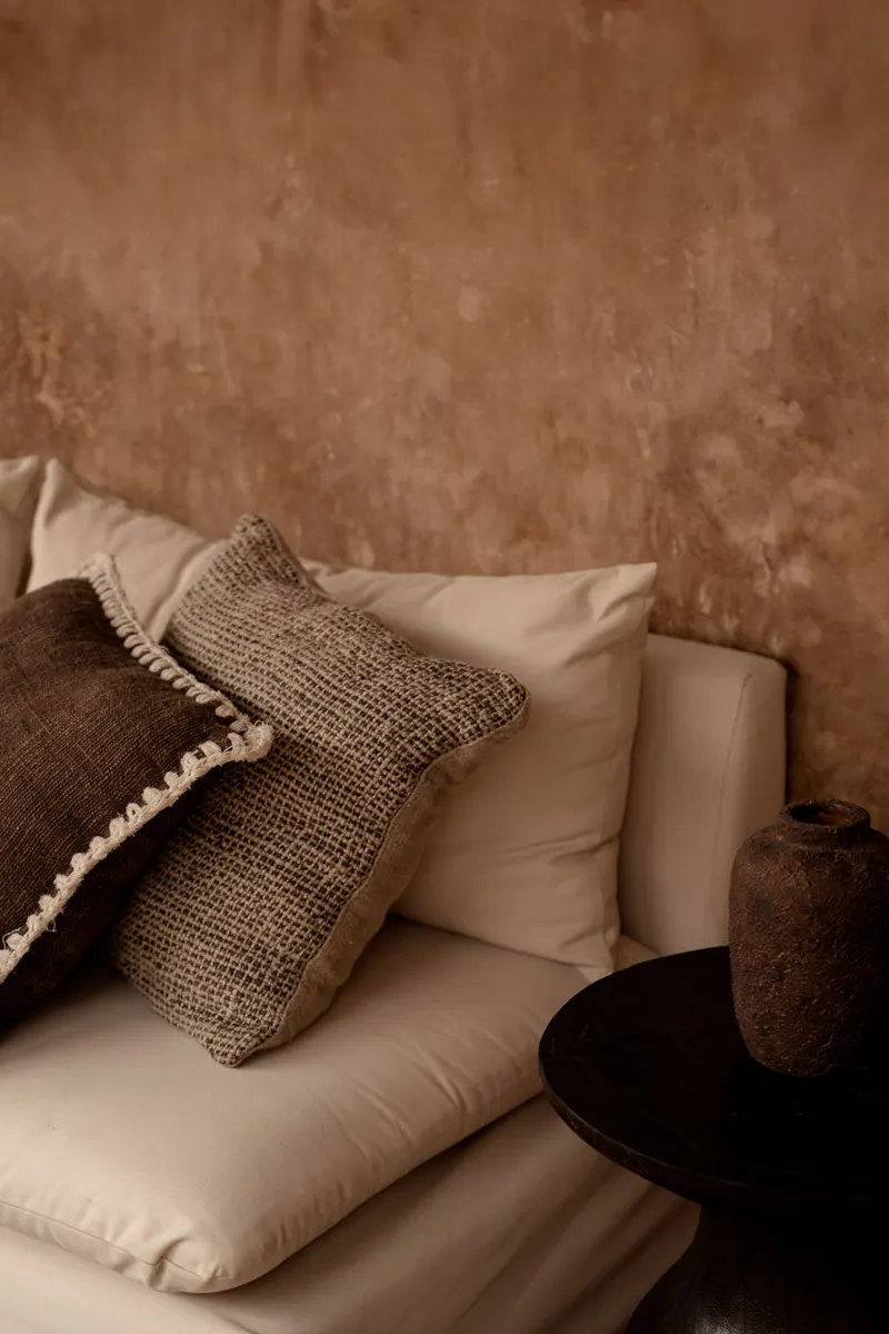 The Linen Grain Cushion Cover Kissenbezug von Bazar Bizar, Größe 50 × 50 cm, Natur / Schwarz, Ansicht 3