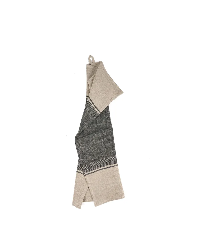 The Linen Moody Kitchen Towel Leinen-Küchentuch von Bazar Bizar, Größe 50 × 70 cm, Natur / Schwarz, Ansicht 7