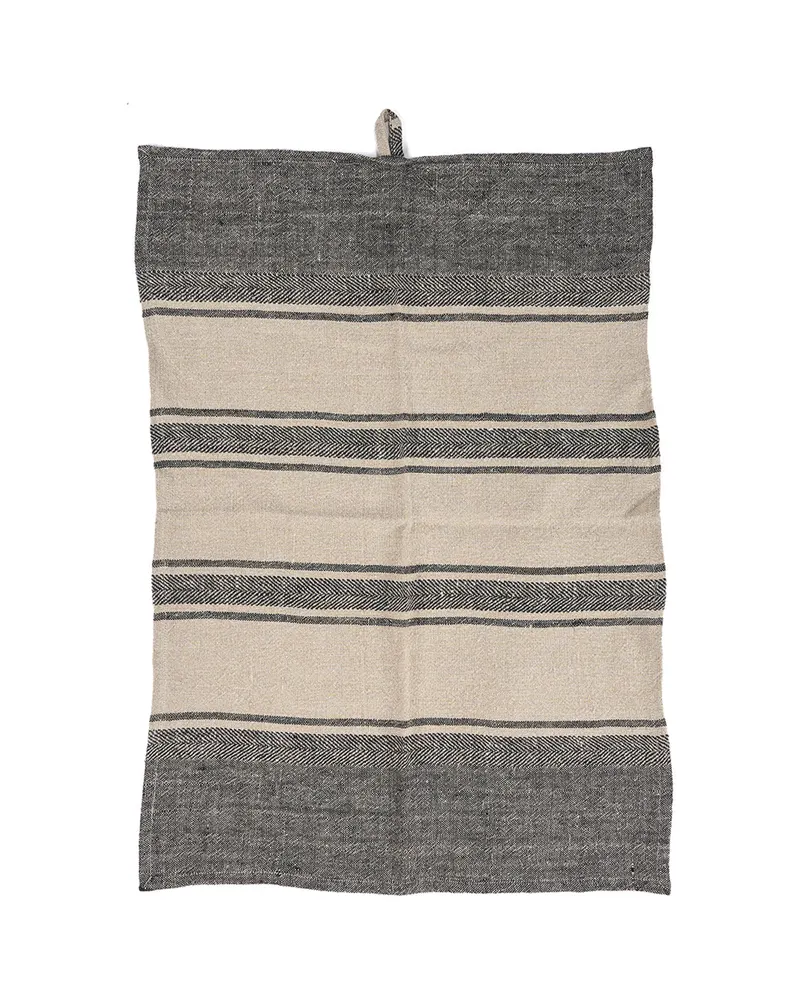 The Linen Smudge Kitchen Towel Küchentuch aus Leinen von Bazar Bizar, Größe 50 × 70 cm, Natur / Schwarz, Ansicht 8