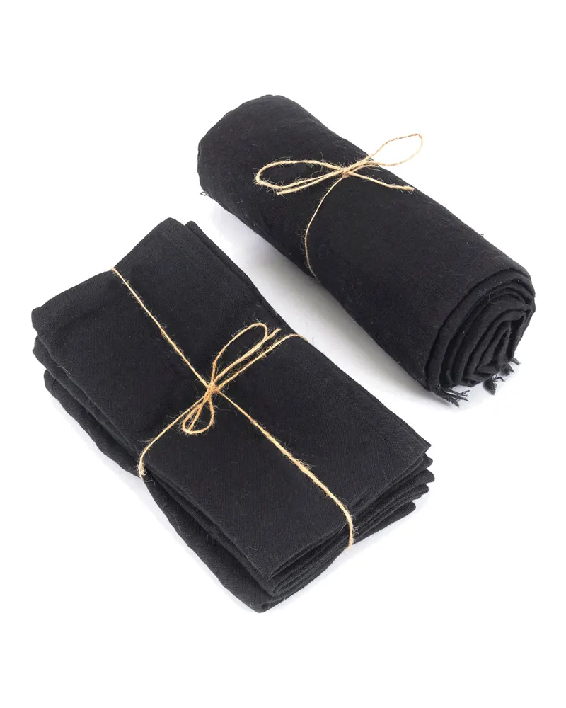 The Linen Tablecloth Leinentischdecke von Bazar Bizar, Größe 150 × 200 cm, Schwarz, Ansicht 5