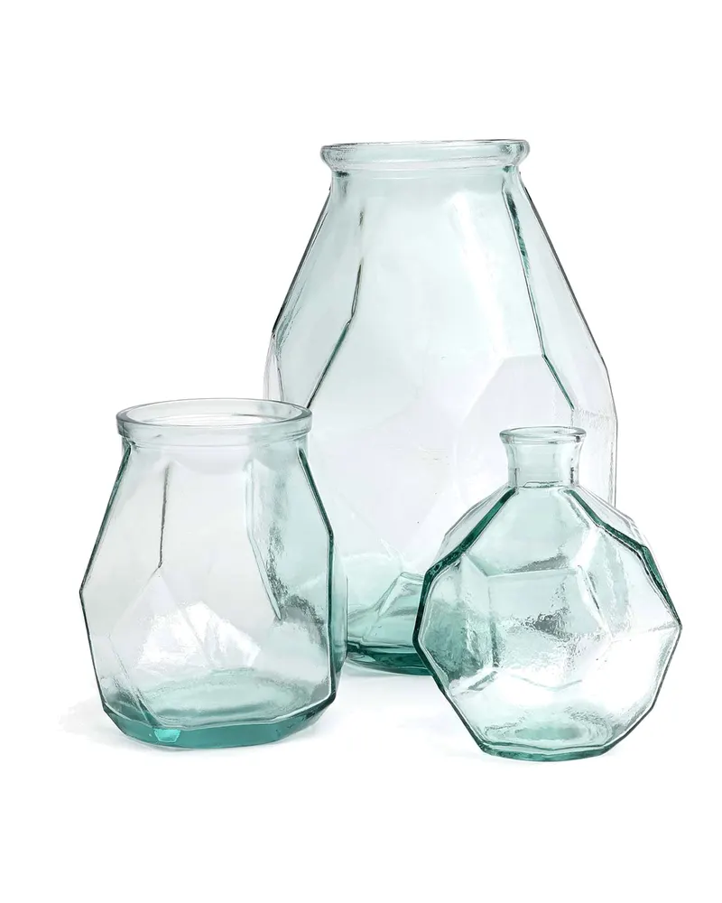The Long Origami Vase, Vase aus Recyclingglas von Bazar Bizar, Größe 22 × 22 × 35 cm, Blau, Ansicht 2