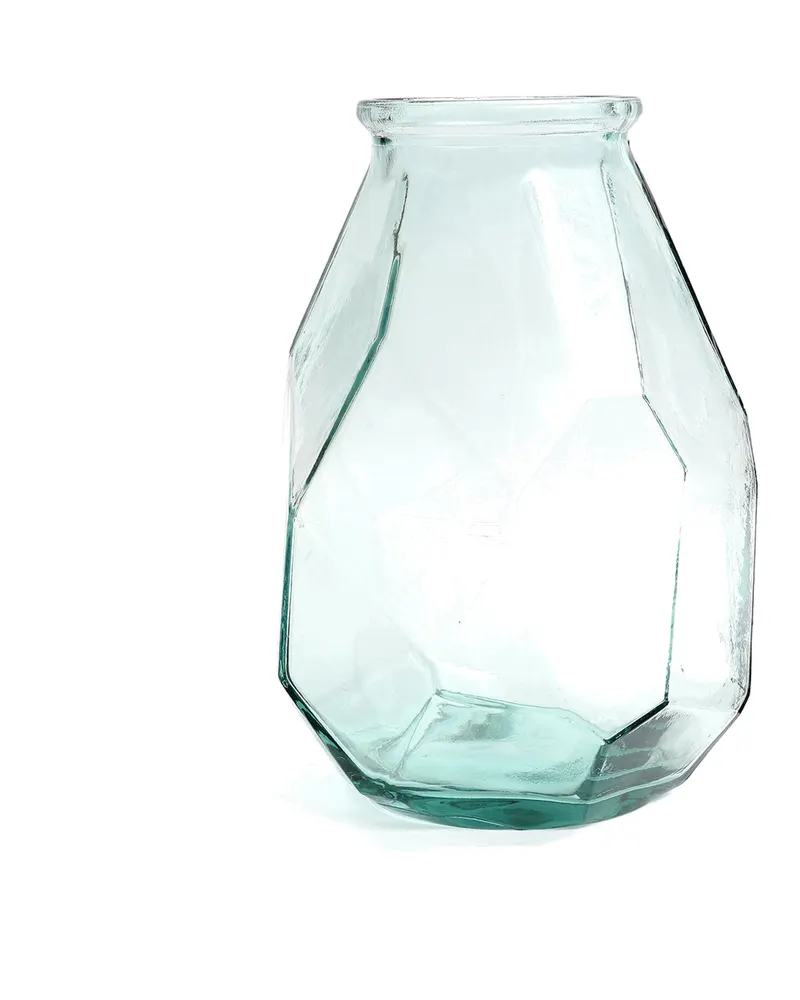 The Long Origami Vase, Vase aus Recyclingglas von Bazar Bizar, Größe 22 × 22 × 35 cm, Blau, Ansicht 4