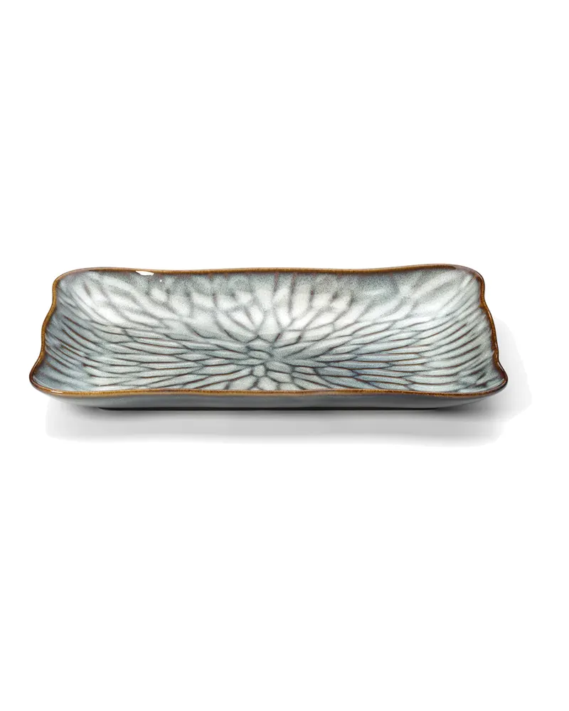 The Lotus Ice Rectangular Plate Keramikteller, Grau / Braun