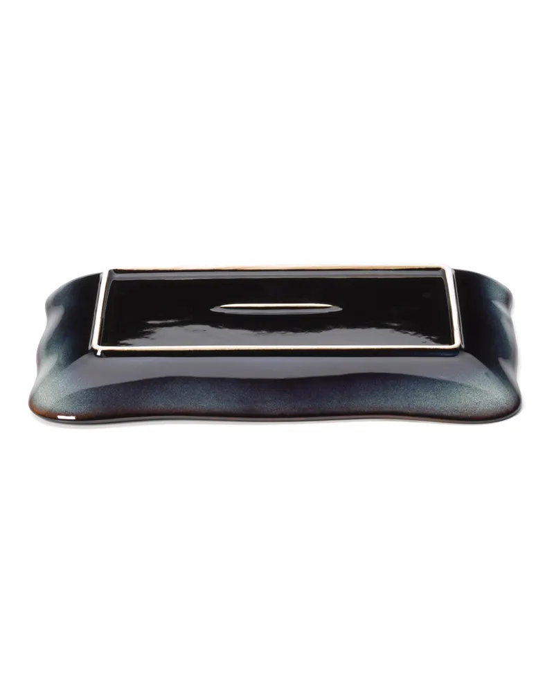 The Lotus Ice Rectangular Plate, Keramikteller von Bazar Bizar, Größe L, Grau / Braun, Ansicht 3