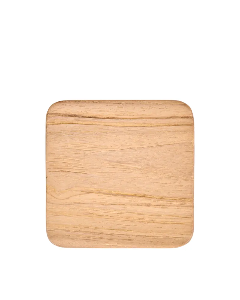 The Material Coaster Untersetzer aus Teakholz von Bazar Bizar, Größe 10 × 10 × 0,8 cm, Natur, Ansicht 1