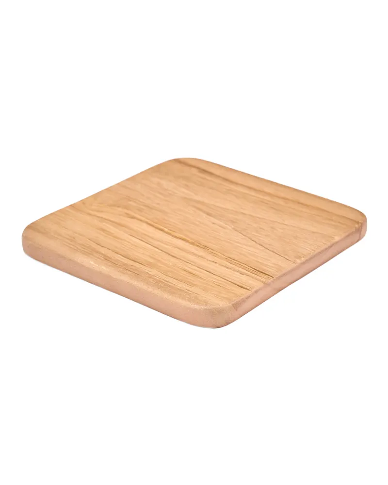 The Material Coaster Untersetzer aus Teakholz von Bazar Bizar, Größe 10 × 10 × 0,8 cm, Natur, Ansicht 2