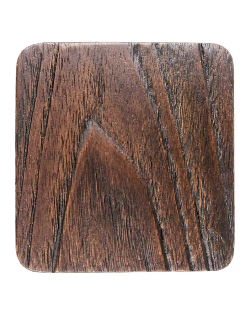 The Material Coaster Untersetzer aus Teakholz von Bazar Bizar, Größe 10 × 10 × 0,8 cm, gewaschenes Schwarz