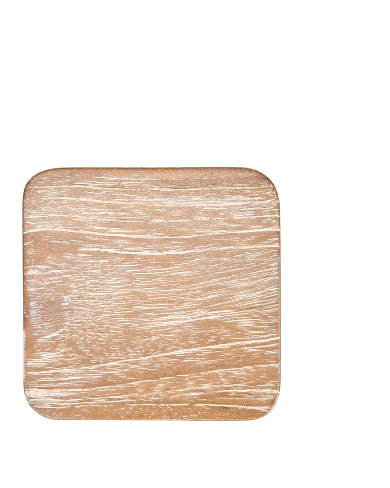 The Material Coaster Untersetzer aus Teakholz von Bazar Bizar, Größe 10 × 10 × 0,8 cm, gewaschenes Weiß, Ansicht 1