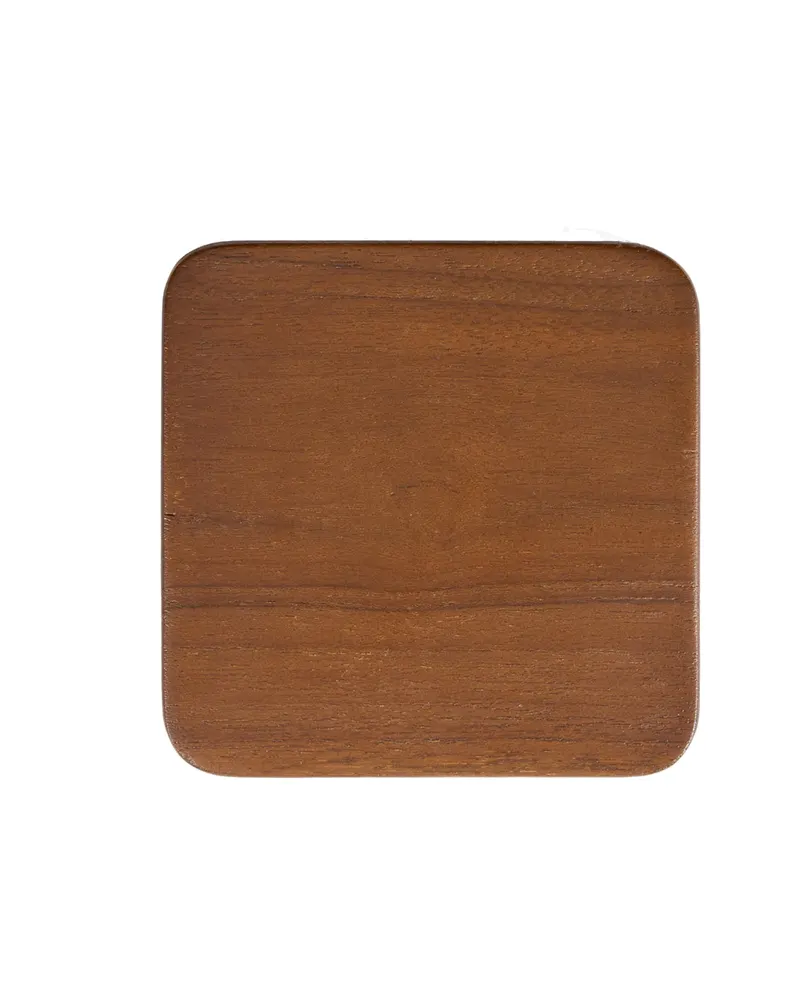 The Material Coaster Untersetzer aus Teakholz von Bazar Bizar, Größe 10 × 10 × 0,8 cm, Dunkelbraun, Ansicht 1