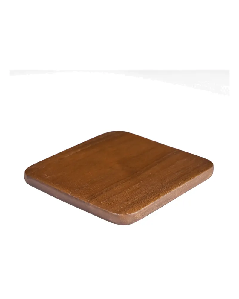 The Material Coaster Untersetzer aus Teakholz von Bazar Bizar, Größe 10 × 10 × 0,8 cm, Dunkelbraun, Ansicht 2