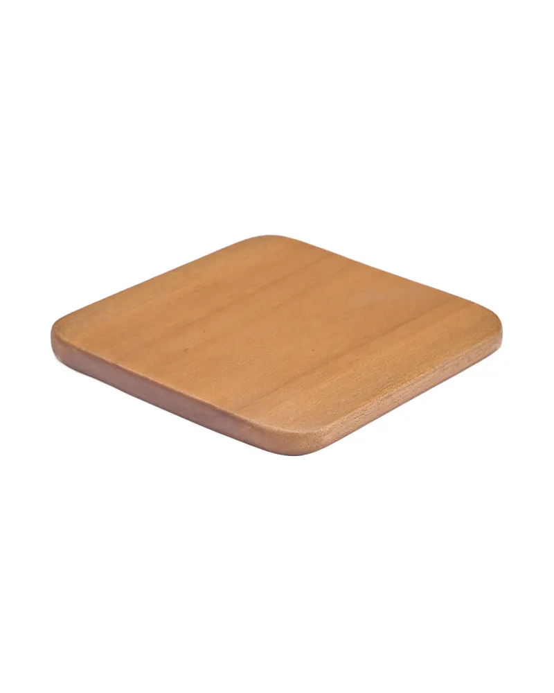 The Material Coaster Untersetzer aus Teakholz von Bazar Bizar, Größe 10 × 10 × 0,8 cm, Hellbraun, Ansicht 2