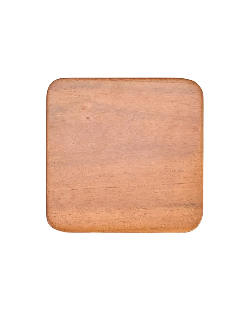 The Material Coaster Untersetzer aus Teakholz von Bazar Bizar, Größe 10 × 10 × 0,8 cm, Mahagoni, Ansicht 1