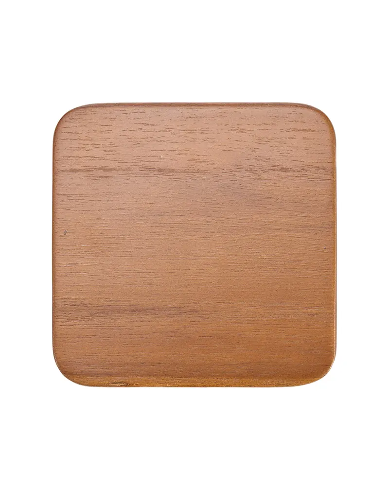 The Material Coaster Untersetzer aus Teakholz von Bazar Bizar, Größe 10 × 10 × 0,8 cm, Mittelbraun, Ansicht 1