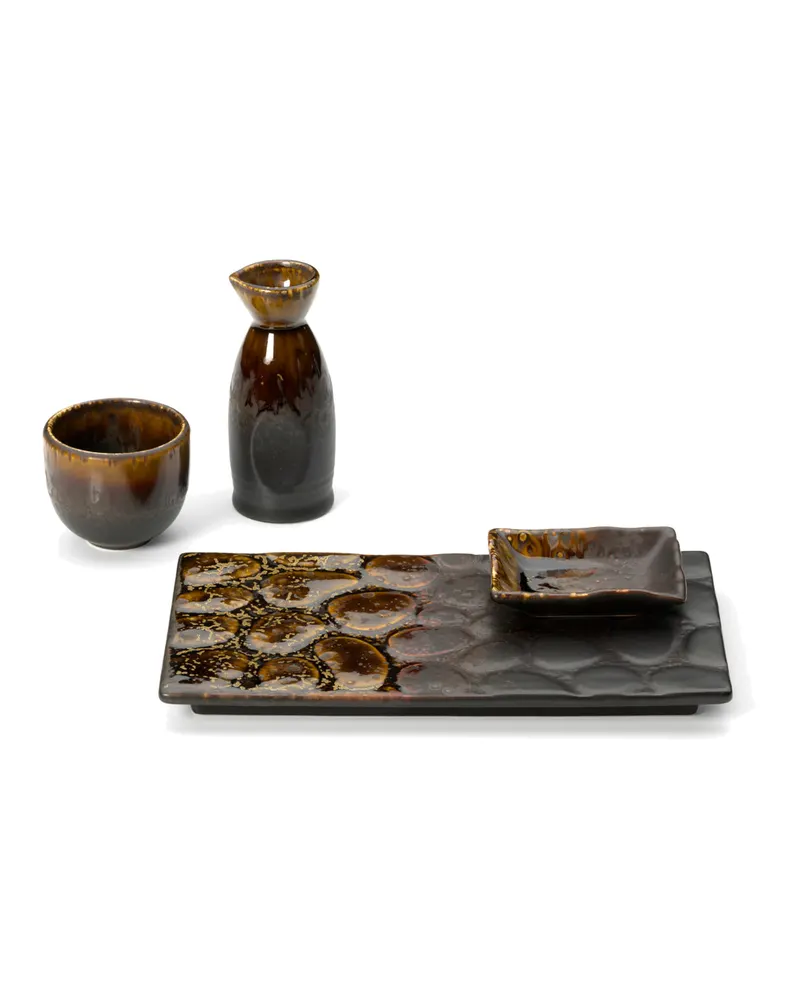 The Merapi Saké Pourer Keramik-Karaffe von Bazar Bizar, Größe 5 × 5 × 12 cm, Braun, Ansicht 8