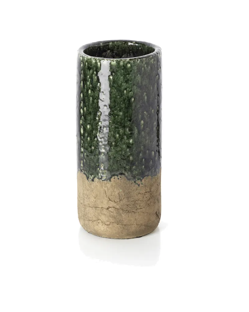 The Moss Cylinder Vase, Steinzeugvase von Bazar Bizar, Größe L, Betongrün, Ansicht 2