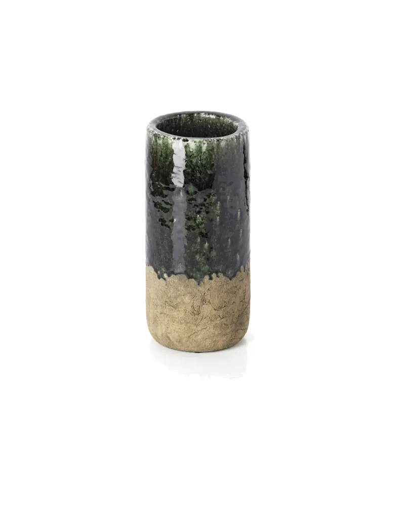The Moss Cylinder Vase, Steinzeugvase von Bazar Bizar, Größe M, Betongrün, Ansicht 2