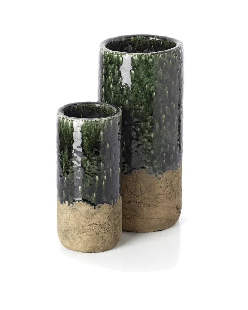 The Moss Cylinder Vase, Steinzeugvase von Bazar Bizar, Größe M, Betongrün, Ansicht 4