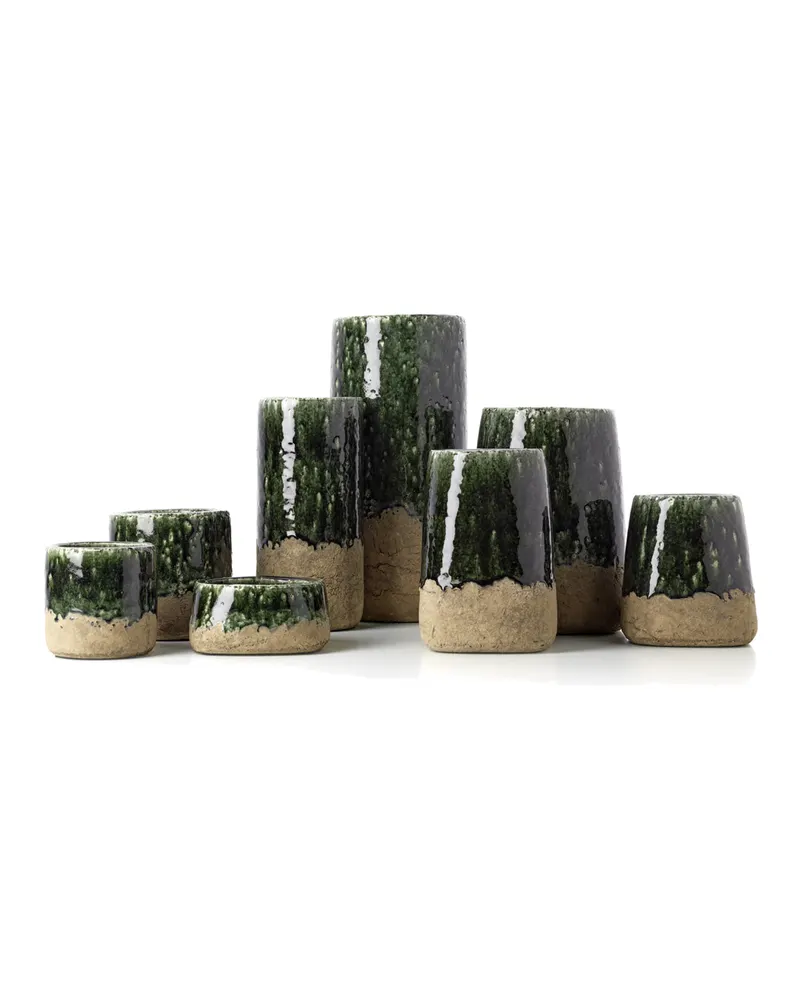 The Moss Cylinder Vase, Steinzeugvase von Bazar Bizar, Größe M, Betongrün, Ansicht 5