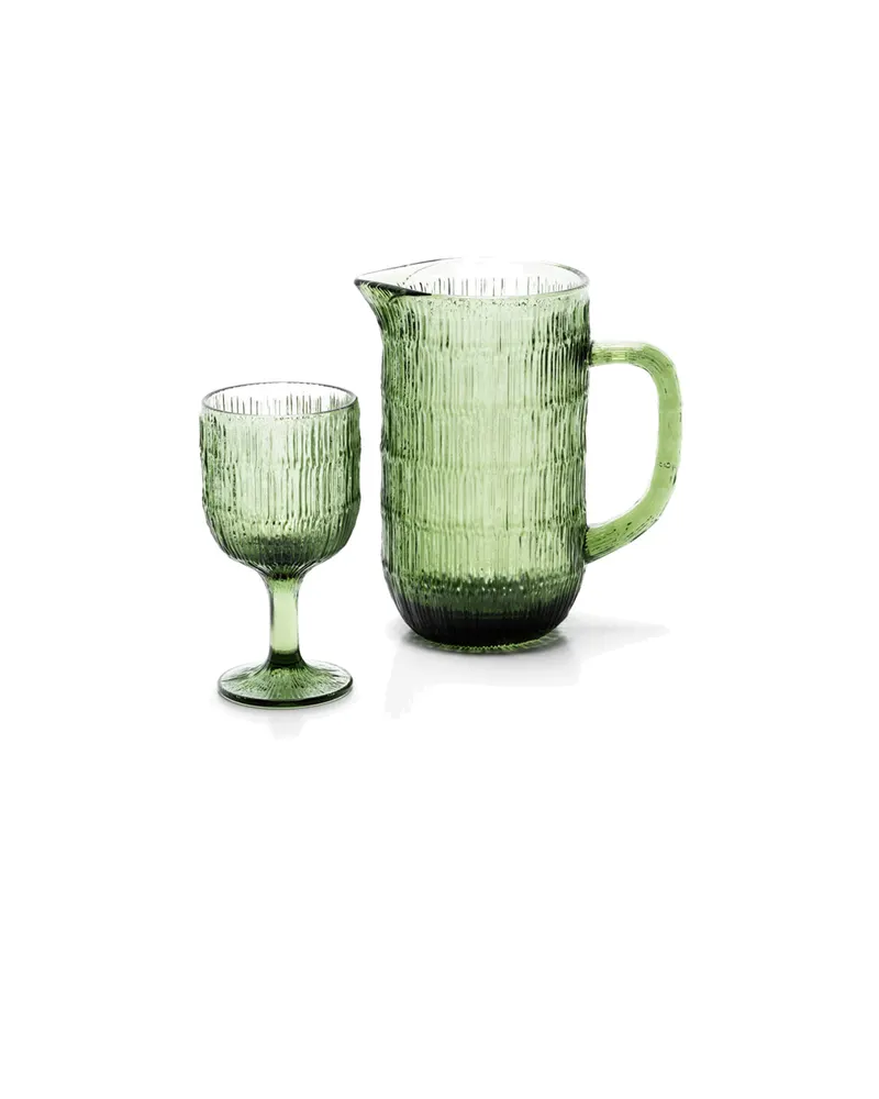 The Moss Ripple Pitcher Karaffe aus Recyclingglas von Bazar Bizar, Größe 11 × 19 × 20 cm, Grün, Ansicht 5