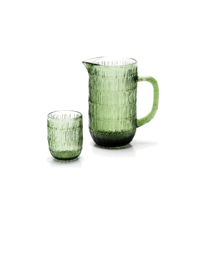 The Moss Ripple Water Glass Trinkglas von Bazar Bizar, Größe 8 × 8 × 10 cm, Grün, Ansicht 4