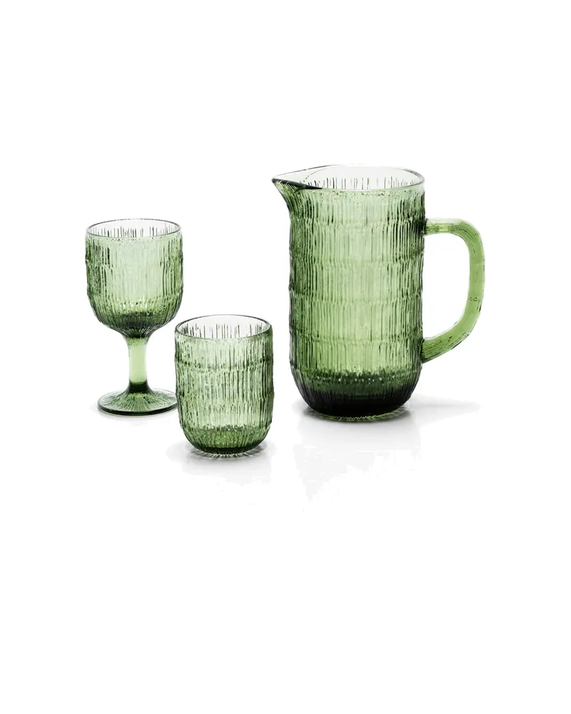 The Moss Ripple Wine Glass Trinkglas aus Recyclingglas von Bazar Bizar, Größe 8 × 8 × 16 cm, Grün, Ansicht 5