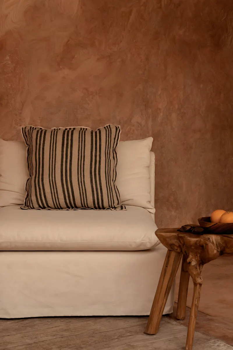 The Nordic Stripe Cushion Cover Kissenbezug von Bazar Bizar, Größe 50 × 50 cm, Natur / Schwarz, Ansicht 3
