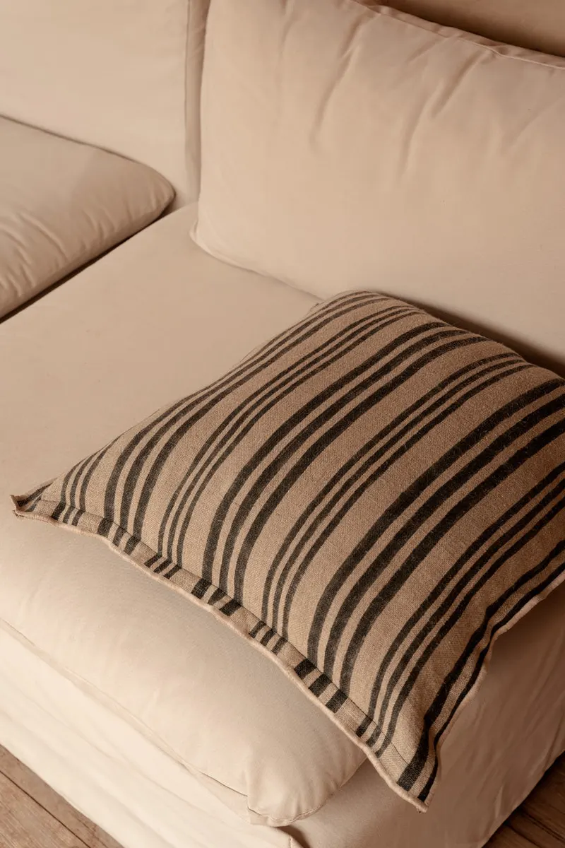 The Nordic Stripe Cushion Cover Kissenbezug von Bazar Bizar, Größe 50 × 50 cm, Natur / Schwarz, Ansicht 9