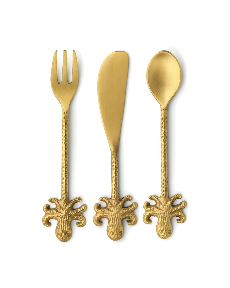 Gabel Octopus Fork, Messing in Gold von Bazar Bizar, Größe S, Ansicht 5