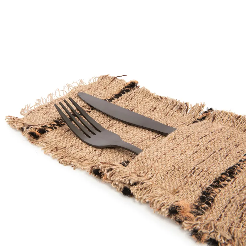 The Oh My Gee Cutlery Holder Besteckhalter aus Baumwolle von Bazar Bizar, Größe 13 × 25 × 1 cm, Beige / Schwarz, Ansicht 4