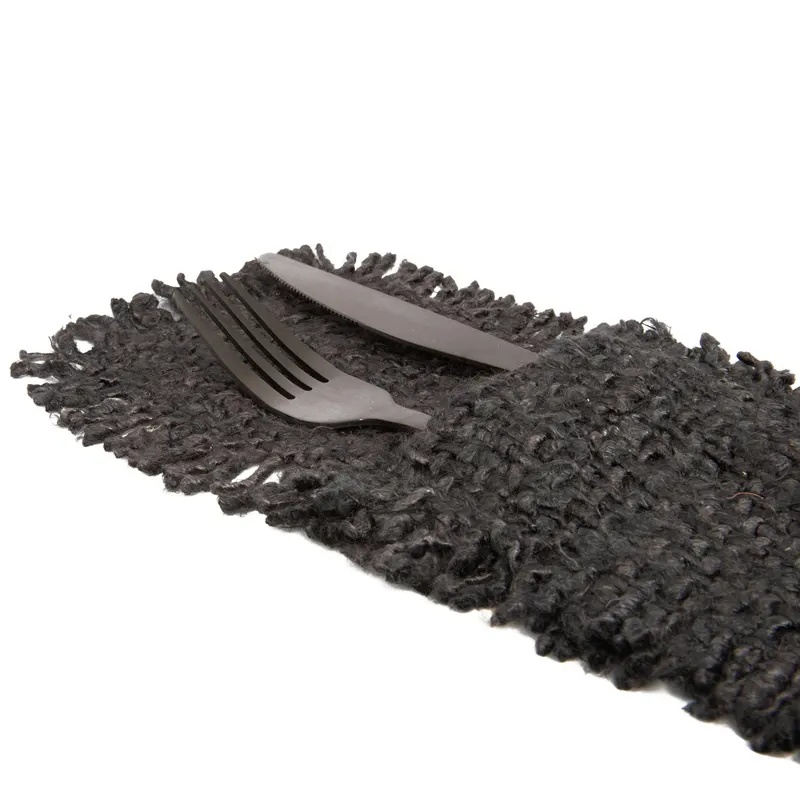 The Oh My Gee Cutlery Holder Besteckhalter aus Baumwolle von Bazar Bizar, Größe 13 × 25 × 1 cm, Marineschwarz, Ansicht 2